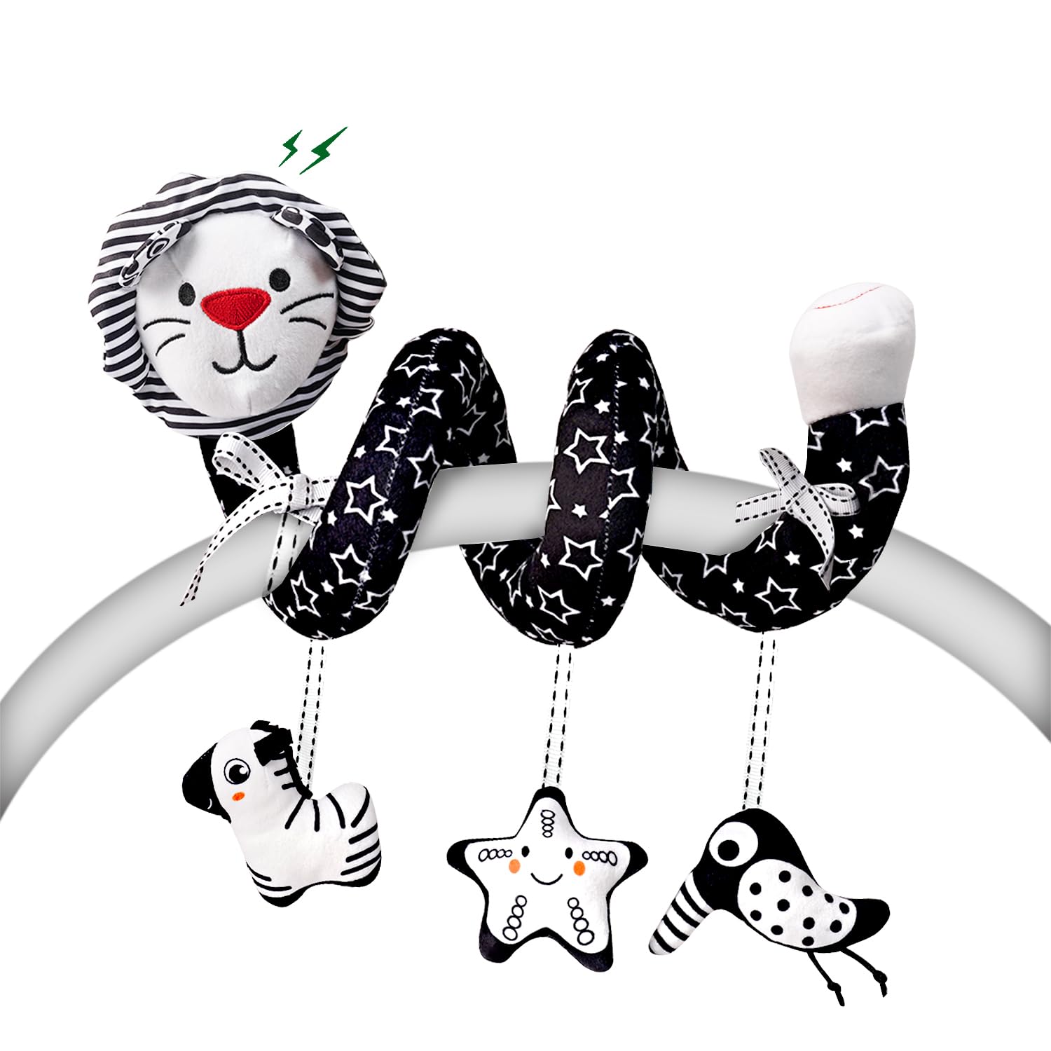 Photo 1 of LiKee Spiral Car Seat Toys for Babies 0-6 Months, Black High Contrast Plush Hanging Baby Stroller Toys, Crib & Carseat Sensory Activity for Newborn, Ages 0+ Years 6-12 Month Infants Boy Girl Gifts