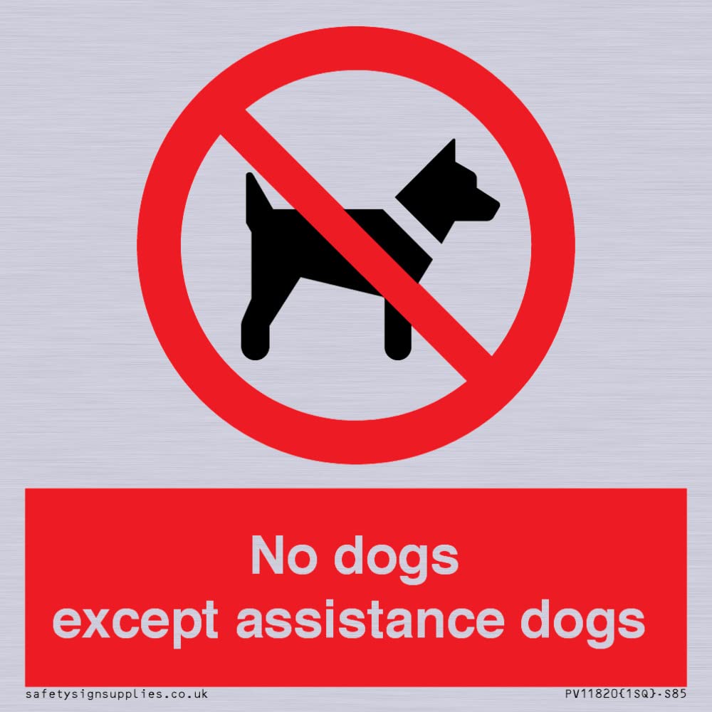 No dogs except assistance dogs Sign - 85x85mm - S85