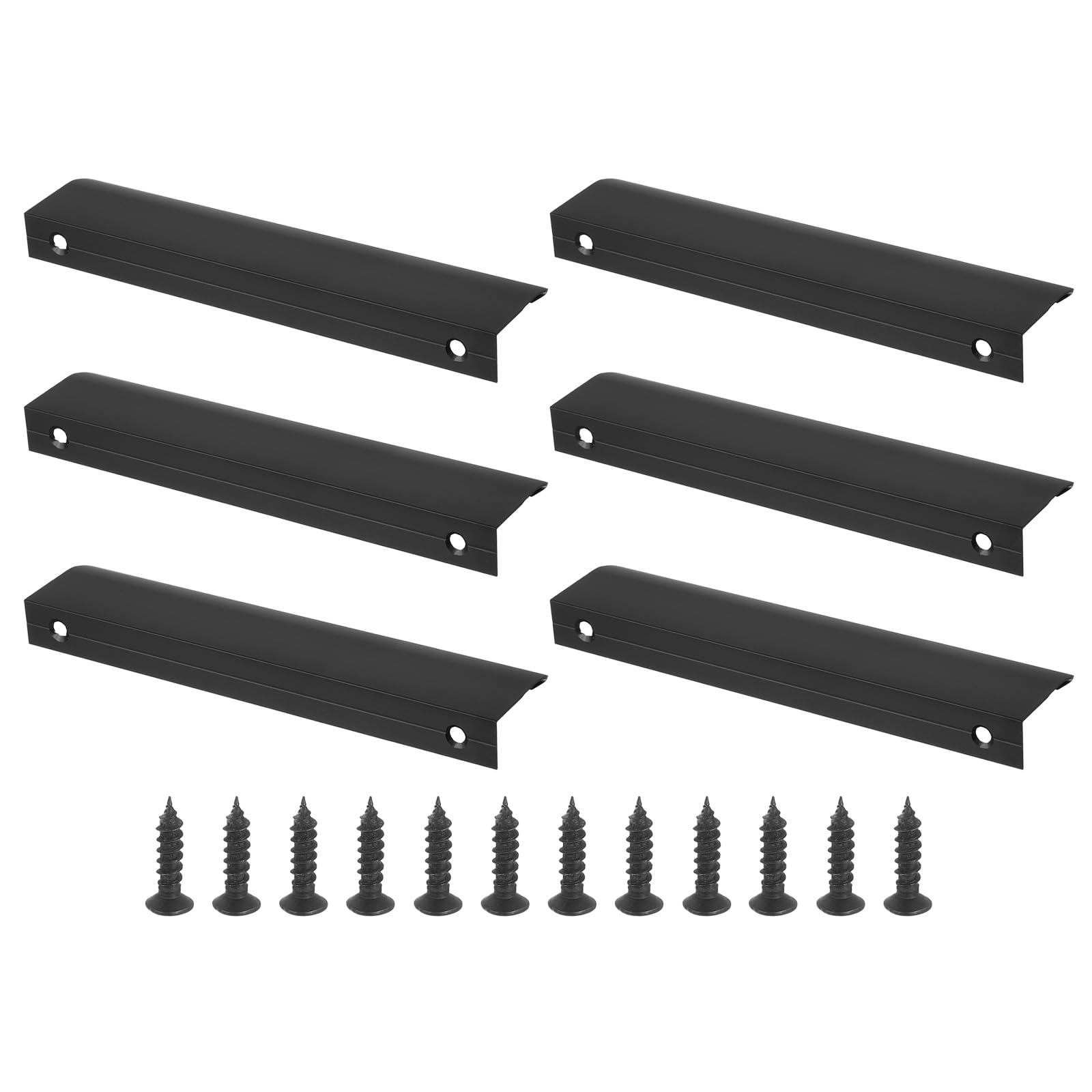 PATIKIL Mount Finger Edge Pull, 6 Pack 150mm/5.91" Aluminum Alloy Concealed Handle Cabinet Edge Pulls with Screws for Home Kitchen Furniture Door Drawer, Black