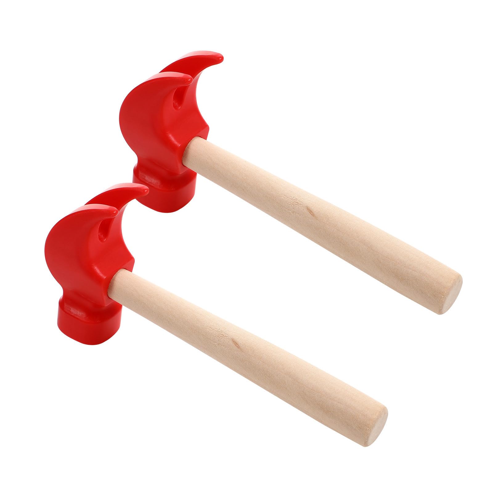 NUOBESTY 2pcs Small Red Wooden Hammers Simulation Pounding Mallets Gavel Beating Toys for Kids Pretend Educational Props
