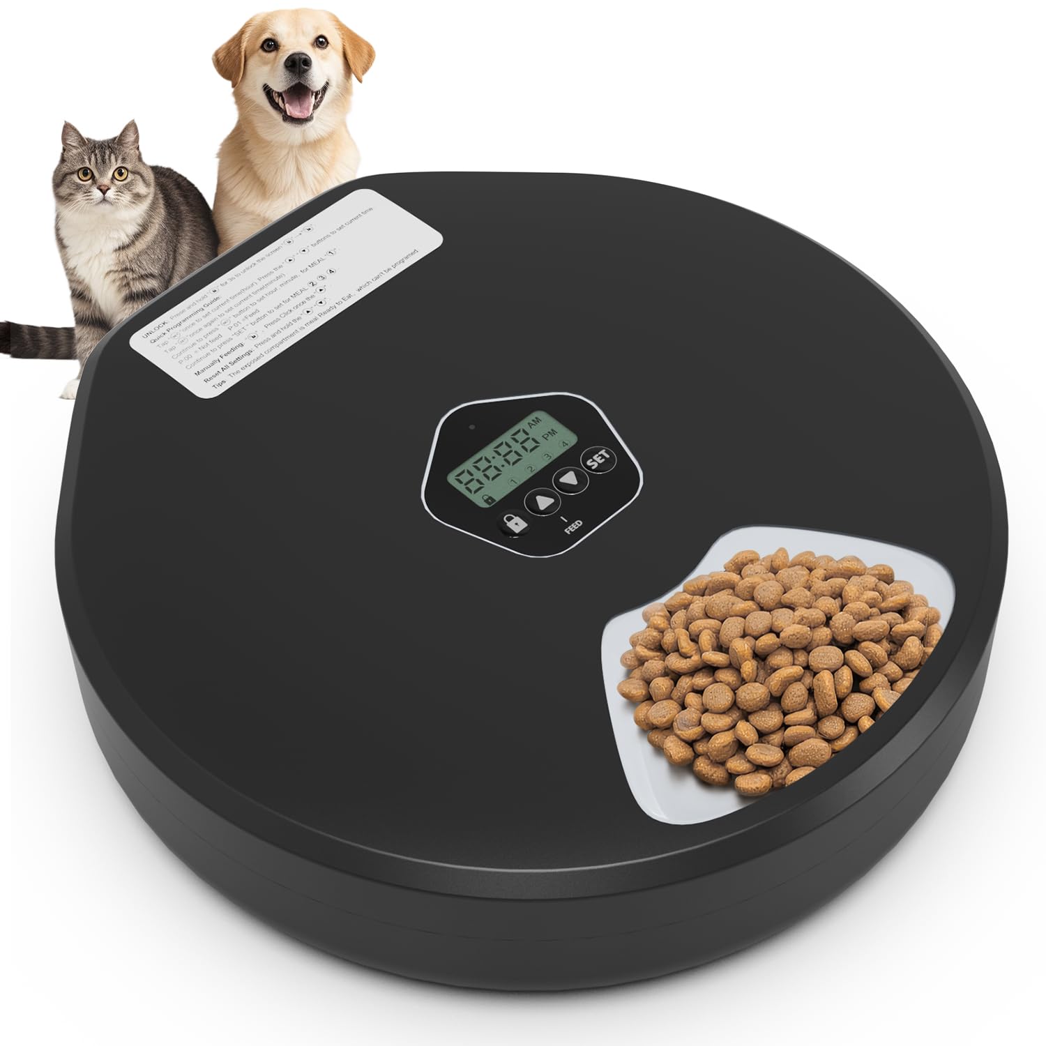 Photo 1 of Automatic Pet Feeder for Wet & Dry Food, 5-Meal Timer Dispenser with 2 Ice Packs, Programmable Smart Feeder for Cats/Dogs – Keep Food Fresh Longer (Pet Feeder with 2 Ice Cube Tray)