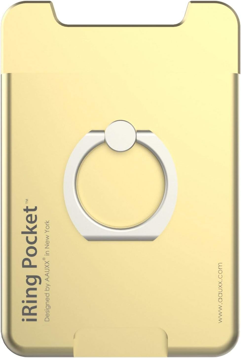 iRing Pocket Accessory Secure Phone Case Support Mount Holder with Space to Hold 2 Credit Cards - Champagne Gold