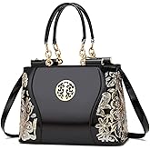 SMALLBLUER Women Synthetic Patent Bright Leather Portable Personality Tote Hobo Shoulder Crossbody Clutches Handbags