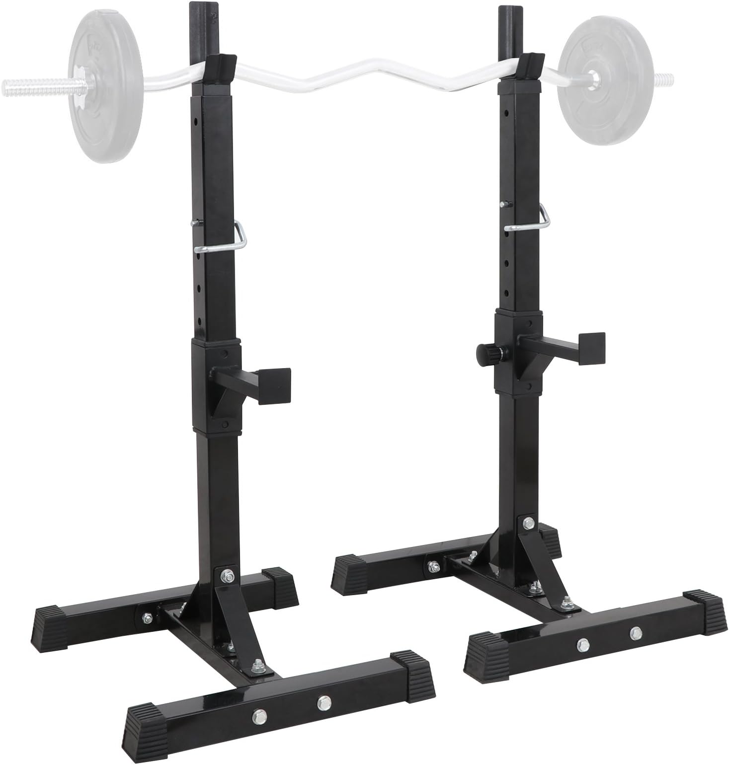 LEMY Adjustable Pair of Weightlifting Barbell Squat Rack Weight Bench Stand for Bodybuiliding Gym Training Fitness Training