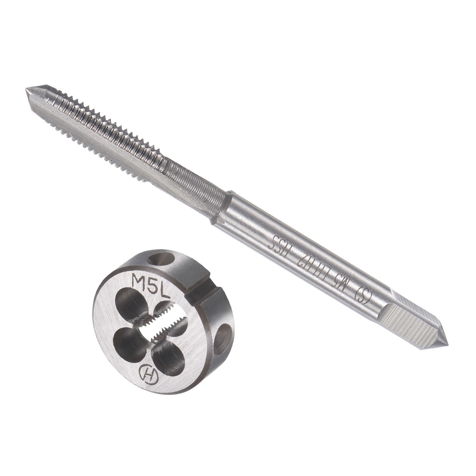 CoCud Tap and Die Set, M5 x 0.8 Thread, Left Hand Metric High-Speed Steel Machine Screw Tap & Round Die Tool Kit - (Applications: for Threading Tapping Repairing), 1-Set