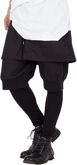 Amazon アズスーパーソニック As Super Sonic レイヤードパンツ モード系 フラップ スカート付 メンズ ブラック F ミディアムパンツ 通販