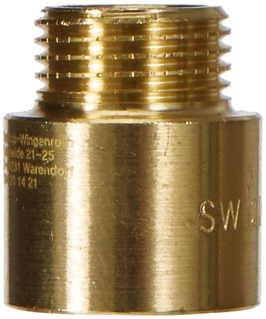 Sanitop-Wingenroth 15503 8 Pack of 10 tap Extension with Inner Hexagon, 1/2 inch x 20 mm, Brass, 20 mm