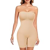 HEPOE Strapless Shapewear for Women, Full Shape Wear Tummy Control Bodysuit, Seamless Slimming Body Shaper