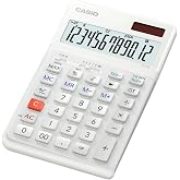 CASIO - JE-12E-WE Desktop Calculator | 12-stelliges Display, Stufentastatur, senkrechter Tastenhub, Steuerberechnung, W&auml;hrungsumrechnung, Solar-/Batteriebetrieb.