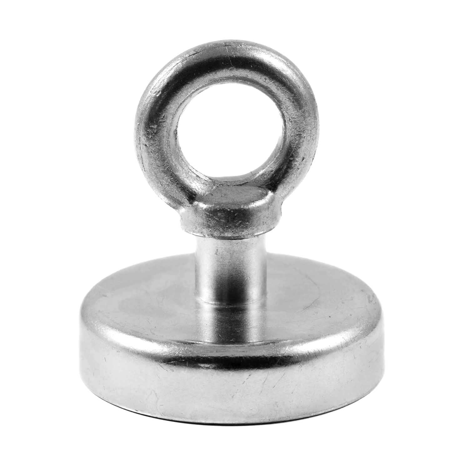 Magnetastico | 1x neodymium N35 eyebolt magnet 60 mm Ø | Extreme holding force 113 kg | Ultra strong neodymium pot magnet with eyelet, magnetic eyebolt, galvanised | Clamping magnet & Fishing magnet