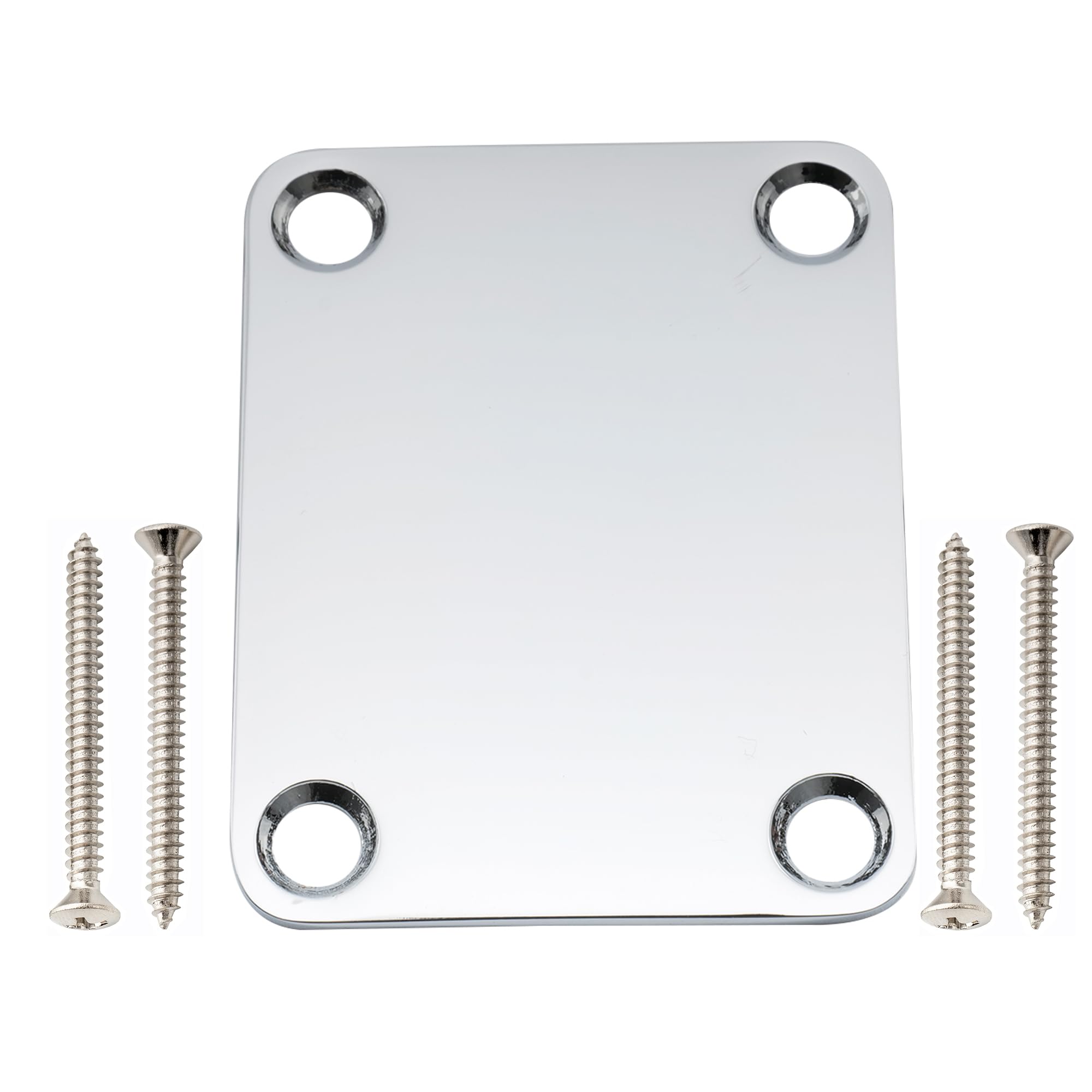 Photo 1 of Musiclily Pro Steel 4-Bolt Guitar Neck Plate with Screws for Strat Tele Style Electric Guitar or Bass, Chrome