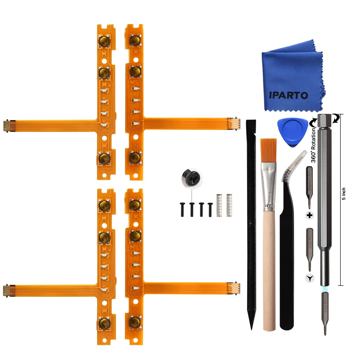 iParto 2 Pairs SL SR Left Right Button Key Flex Cable Replacement for Nintendo Switch/Switch OLED Joycon Flex Cable with Repair Tools Screws Springs