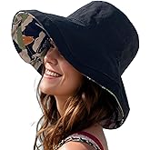 Wide Brim Sun Hats for Women UV Protection Reversible Bucket Hat Foldable Beach Hats Summer Hat for Garden Travel