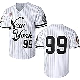 Stitched Men's New York 99 Retro Baseball Jerseys Shirts Hip Hop Uniforms for Party Xmas Gift (L,White)
