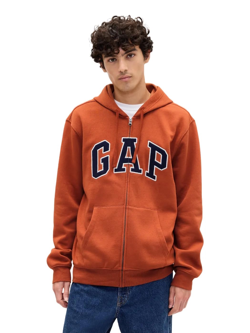 GAP Mens Heritage Logo Full Zip Hoodie Copper Spice 245 Ii M Image