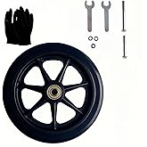 8" Black Wheels for Walker, Solid PU Material (Durable Non-Pneumatic) | 2-Pack, Non-Slip Tread, Fits Most Rollators &amp; Wheelchairs, Indoor/Outdoor Use, Easy Install