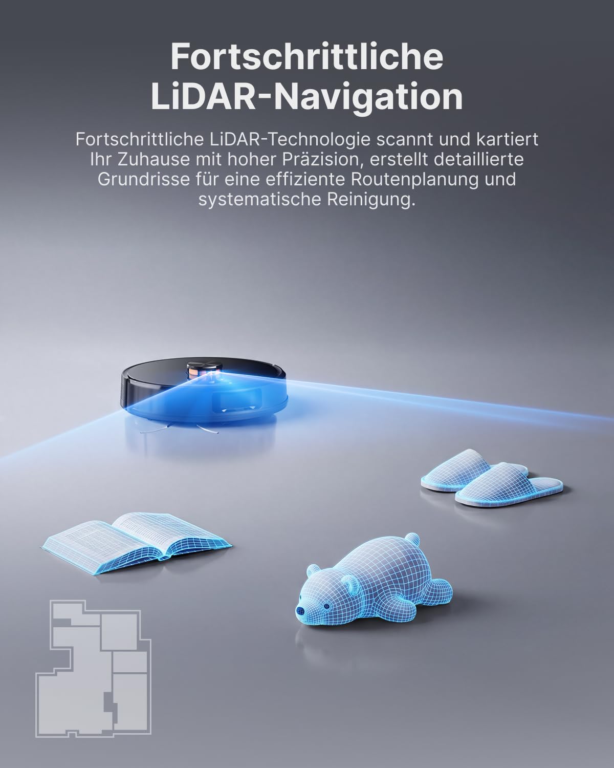 VONKO S6 Pro Saugroboter mit Wischfunktion und Absaugstation, 8000Pa Saugkraft,LiDAR 2.0 Laser Navigation,180 Min.Laufzeit,Teppicherkennung,App/Alexa,Ideal für Tierhaare, Hartböden,Schwarz 5