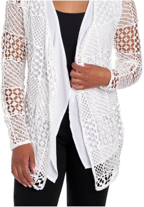 Womens Crochet Open Cardigan Top Ladies Front Tie Short Sleeve Stretch Plain New | eBay