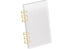 SBYURE A6 Binder Clear Acrylic Binder 6-Ring Budget Binders Thick Stripe A6 Planner Binders with Gold Metal Round Ring for Student Refillable Travel Office Supplies