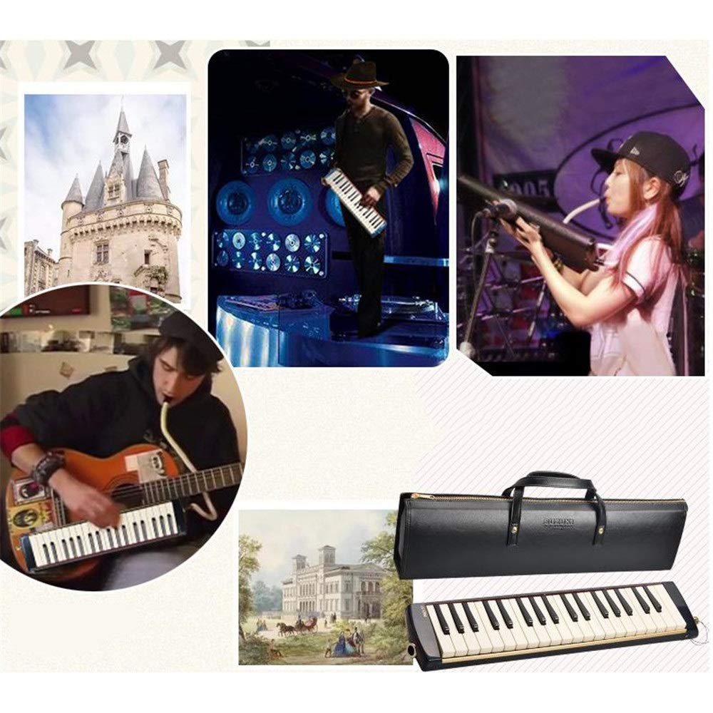 ブラック 470 110 55mm 470 110 55mm 色 ピアノハーモニカ B07qtgxn5x ポータブルデラックスプロフェッショナル大人37キーピアニカメロディカ付きpuレザーキャリングバッグマウスピースチューブセット楽器ギフト玩具音楽愛好家初心者キッズブラック 歯のピアノ