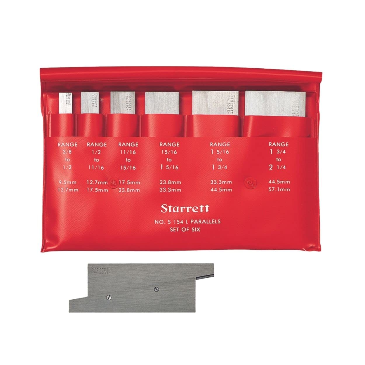 Starrett S154LZ Adjustable Parallels Set, 3/8" - 2-1/4" Range, 1-3/4" - 5-1/16" Length