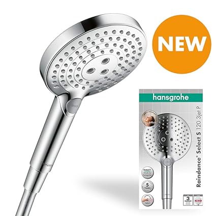 hansgrohe wassersparender Duschkopf Raindance Select 120 PowderRain Regendusche 3 Strahlarten, chrom