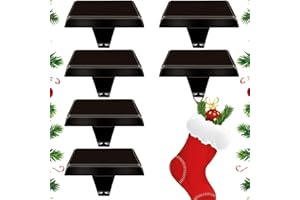 HOMJOY 6 PCS Metal Christmas Stocking Holders for Mantle Heavy Duty Stocking Hangers Stocking Hook Christmas Ornaments for Counter Tables Window Fireplace Mantle Decoration (Black)