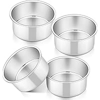 4 Inch Small Cake Pan Set of 4, P&P CHEF Stainless Steel Baking Round Cake Pans Tins Bakeware for Mini Cake Pizza…