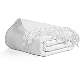 Salt Earth 100% Cotton Muslin Throw Blanket, Gauze Blanket 50"X60" Throw with Tassel 4 Layered for Couch, Bed, Living Room, Lightweight & All Season Blankets & Throws, Nature & Skin Friendly(White)