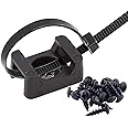 50 Pcs Black Cable Tie Base Saddle Type Mount Wire Holder, Cable Zip Ties with Self-Locking 6 Inch & 0.145 Inch,#8 x 0.6 Inch Deep Thread Pan Head Screws Black