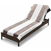 Superior Cabana Cotton Lounge Chair Cover, Outdoor Towel/Chaise Furniture Covers, Terry Cloth, Beach, Spa, Swim Accessories, Pool Chair Cover, Soft, Quick Drying, 32" x 102", Taupe