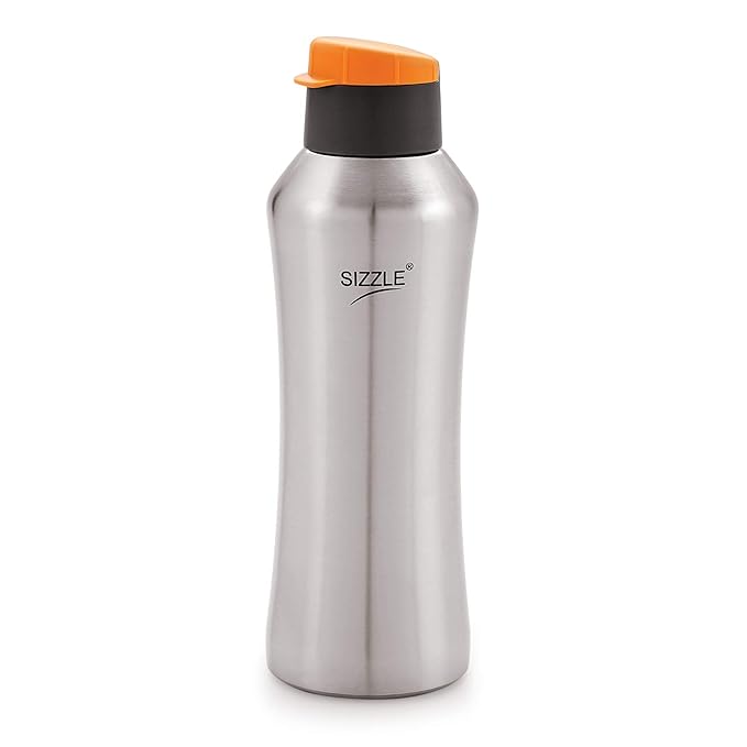 Sizzle Stainless Steel Fridge Water Bottle, 650 ml, Orange Amazon.in