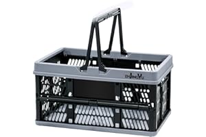 ZHJINGYU Collapsible crates for storage,plastic baskets for organizing,collapsible shopping basket 9.84"x 14.96" x 7.87", 20L foldable crate with Handles for car Classroom Kitchen Bathroom Medicine Milk