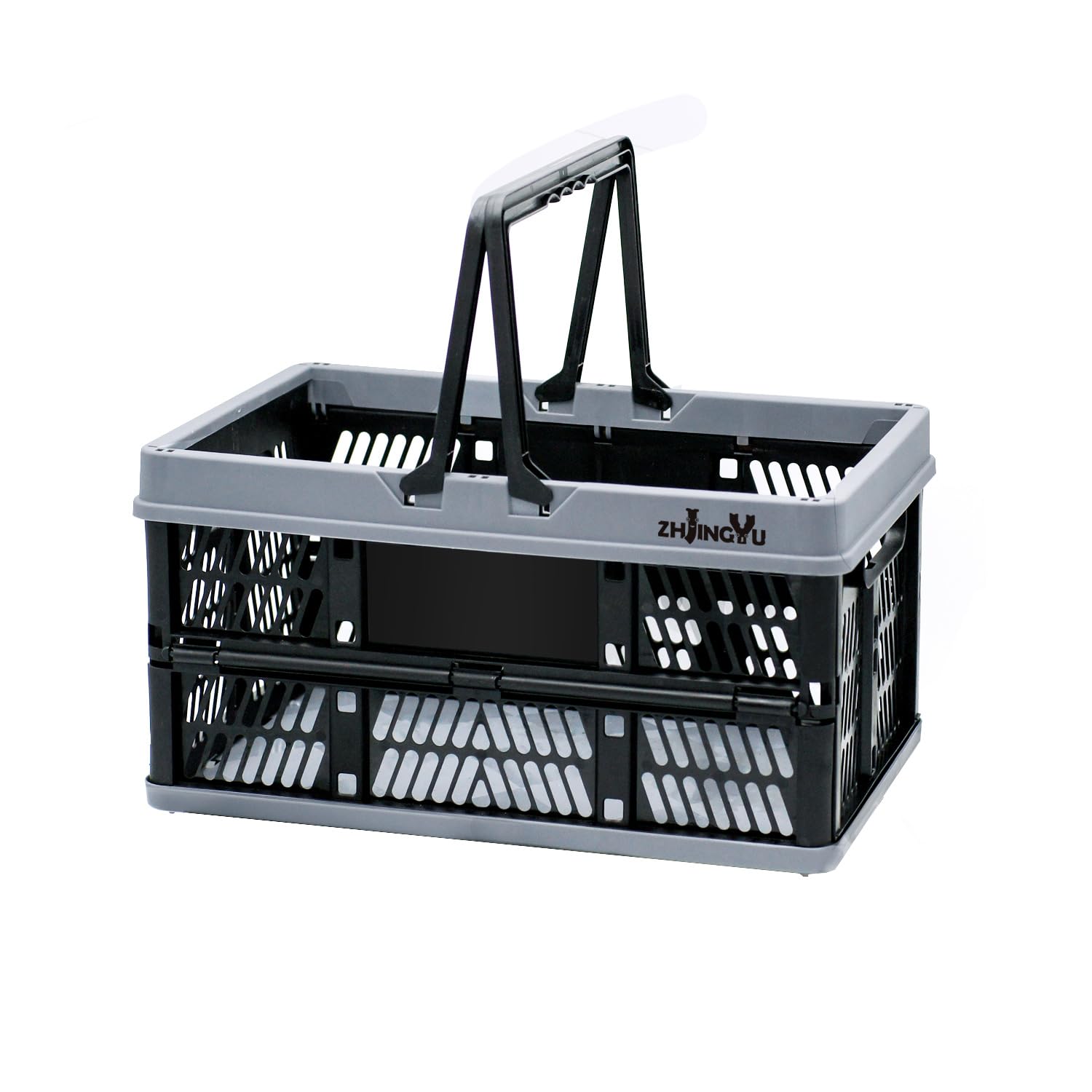 Photo 1 of ZHJINGYU plastic baskets with handles 20L,collapsible crates for storage,14.96"x9.84"x7.87" foldable shopping basket ,foldable crate with Handles for car Classroom Kitchen Bathroom Medicine Milk
