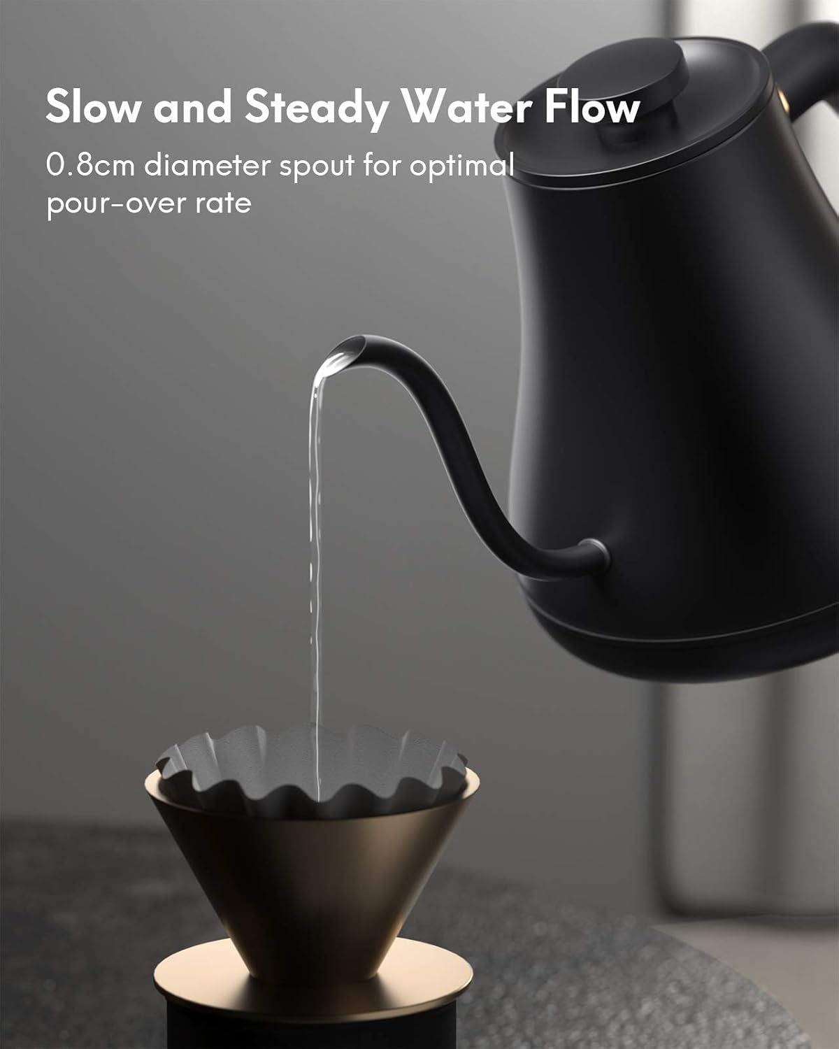 Willsence Gooseneck Kettle Temperature Control, Pour Over Electric Kettle for Coffee and Tea, 100% Stainless Steel Inner, 1200W Rapid Heating, 0.8L, Built-in Stopwatch: Kitchen & Dining