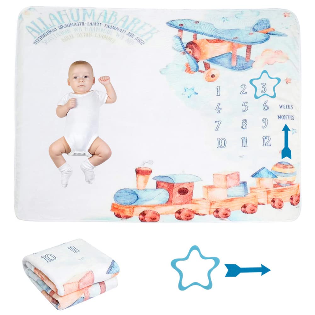 Baby step blanket, personalized growth milestone photo mat for newborn shower soft mat