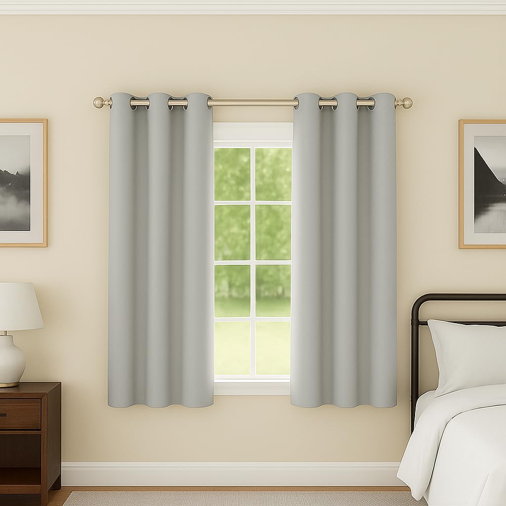 Enhanced Living Nightfall Eyelet Curtains - Thermal Grey Curtains for Bedroom - 46x54 inch (117x137 cm) - 230gsm, Supersoft, Energy Saving & Noise Reducing - 2 x Curtain Panels