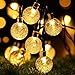 Solar Crystal Ball String Lights,WONFAST Waterproof 20ft 30 LED Crystal Globe Fairy Lights with 2 Modes Crystal Ball Globe Lights for Garden Yard Christmas Decorations(Warm White)