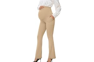 VIMPEP Smooth Feeling Flare Maternity Leggings Over The Belly Pregnancy Bootcut Yoga Pants Petite/Regular with Pockets 303