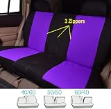 Flying Banner Front and Rear Car Seat Covers Black Purple Full Set view 4