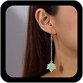 Andelaisi Boho Maple Leaf Earrings Long Leaf Tassel Earrings Vintage Fall Earring Autumn Maple Leaves Earring for Women