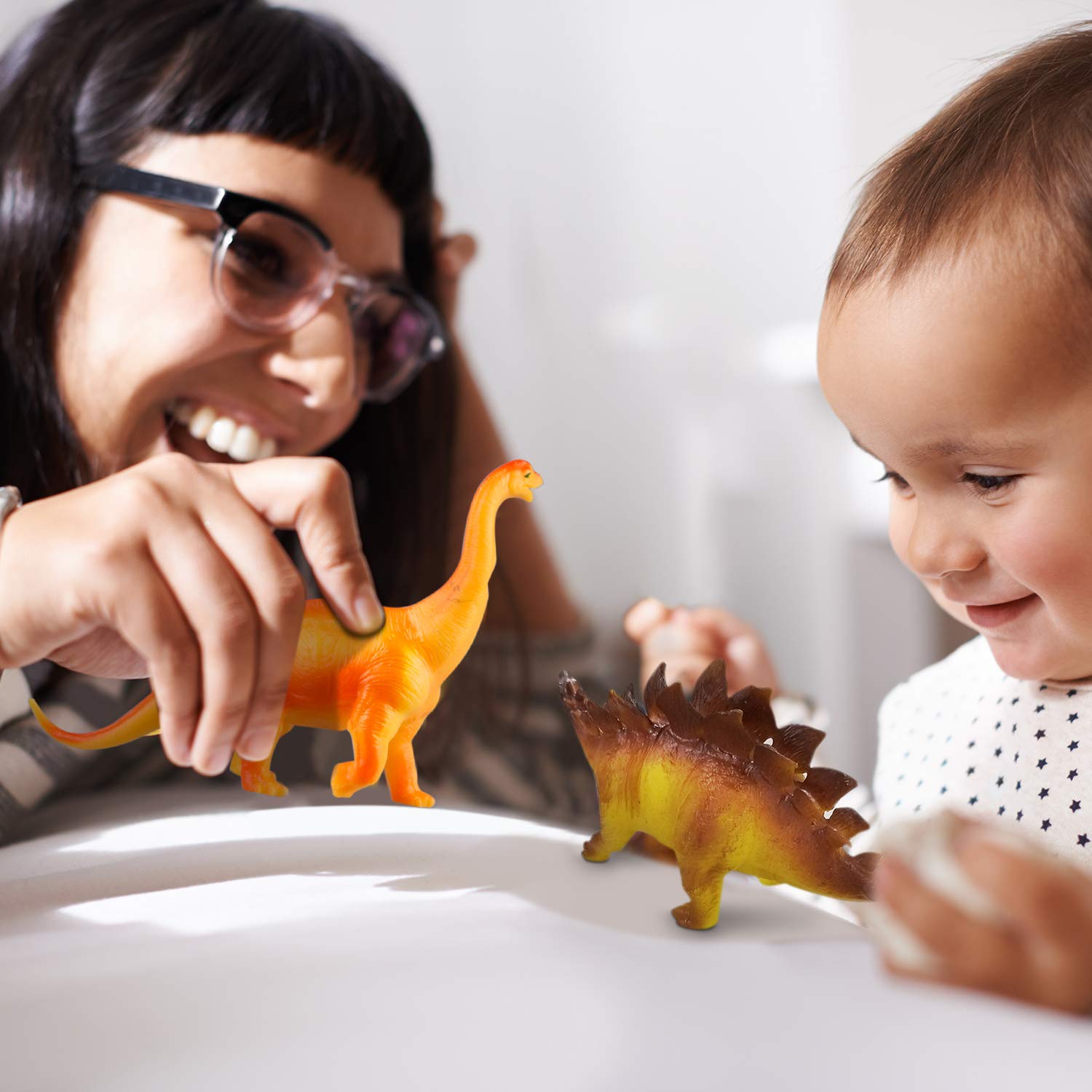 WOSTOO Dinosaurier Spielzeug Set, 23pcs Figur Dinosaurier mit 6pcs Simulierte Pflanze Dinosaurier Spielzeug Dinosaurier Blöcke Set Kunststoff Dinosaurier Figuren Party für Kinder 3 - 8 Jahre Alte