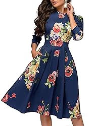 Simple Flavor Women's Floral Vintage Dress Elegant
