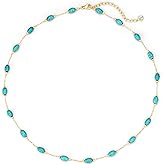 LADYGD Created Turquoise Necklace for Women 14K Gold Plated Beaded Heart Choker Boho Necklaces Handmade Beach Summer Everyday Western Jewelry Gifts