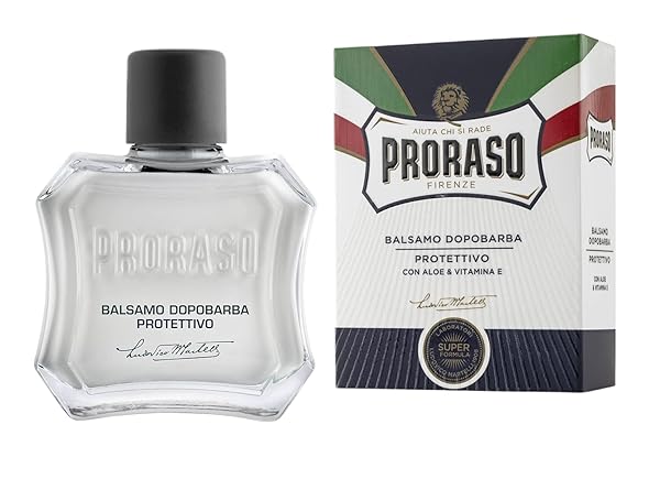 PRORASO AFTER SHAVE BALM, PROTECTIVE AND MOISTURIZING WITH ALOE VERA AND VITAMIN E FOR DRY SKIN, 3.4 FL OZ (PACK OF 1)(PACKAGING MAY VARY)