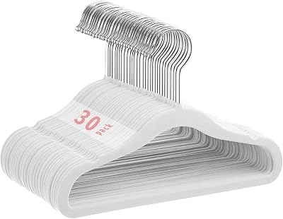 MangoKit Non-Slip Velvet Baby Hangers 28cm 15 Pack White 360° Hook
