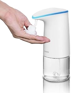 Automatic Soap Dispenser,410ml/14 OZ Large Capacity,2 Color LED Light,ABS Eco-Friendly Material,4xAA Batteries,0.25S Reaction,Hands Free,for Home,Bathroom,Office,Kitchen,A1