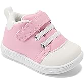 STQ KIDS Unisex-Baby Mid-Top First Walker Shoes Wide Toe Box Toddler Boy Girl Barefoot Shoe Soft PU Leather Infant Sneakers with Hook-and-Loop