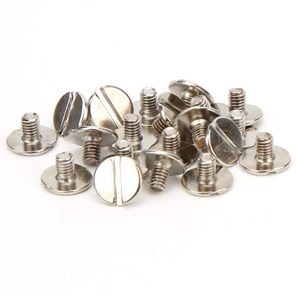 HEEPDD 50 Sets Silvery Chicago Screws, Brass Flat Head Studs, Leather Craft Repair Rivets for Purse Wallet Handbag Phone Case Decoration 6.5mm(Silver)