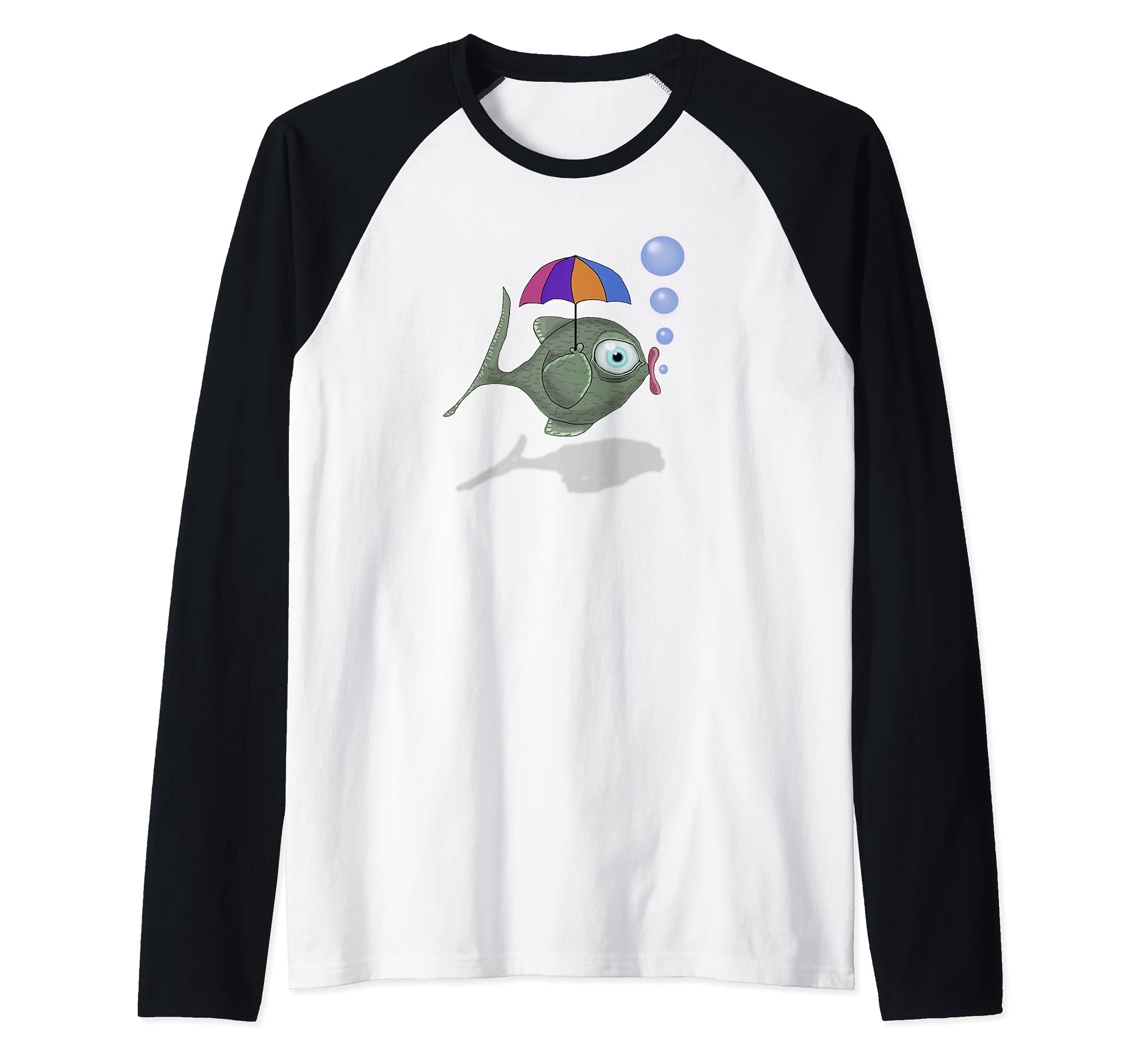 'Umbrella Fish' Raglan Baseball Tee